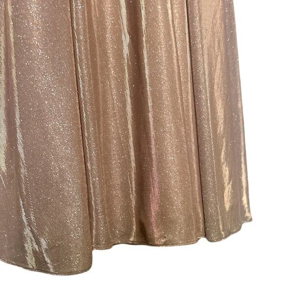 Dancing Queen Rose Gold Sleeveless Sweep Train V-neck Long Gown Size Small - Picture 14 of 16